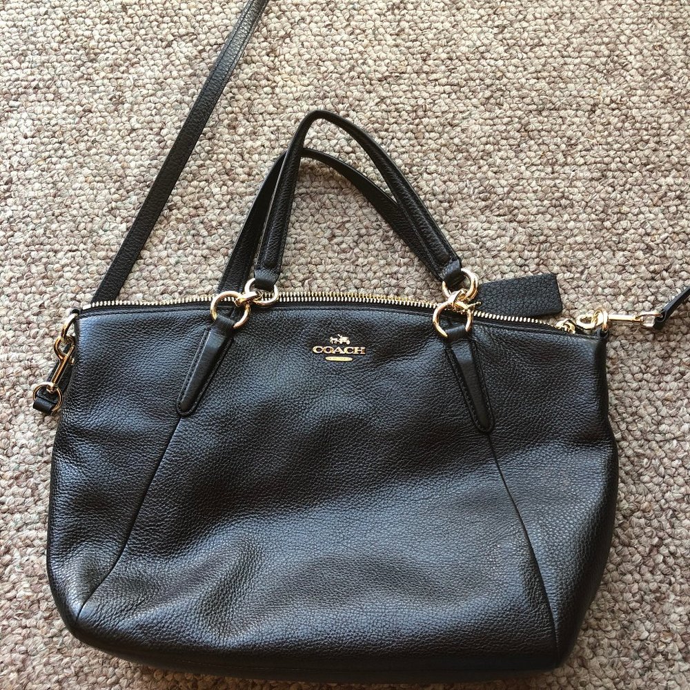Coach Black Leather Tote Bag